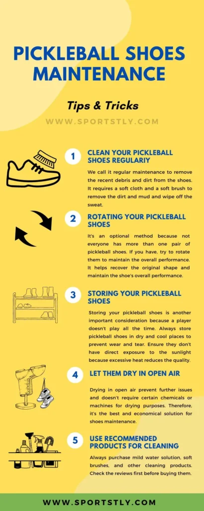 Pickleball Shoe Care Tips - Chart